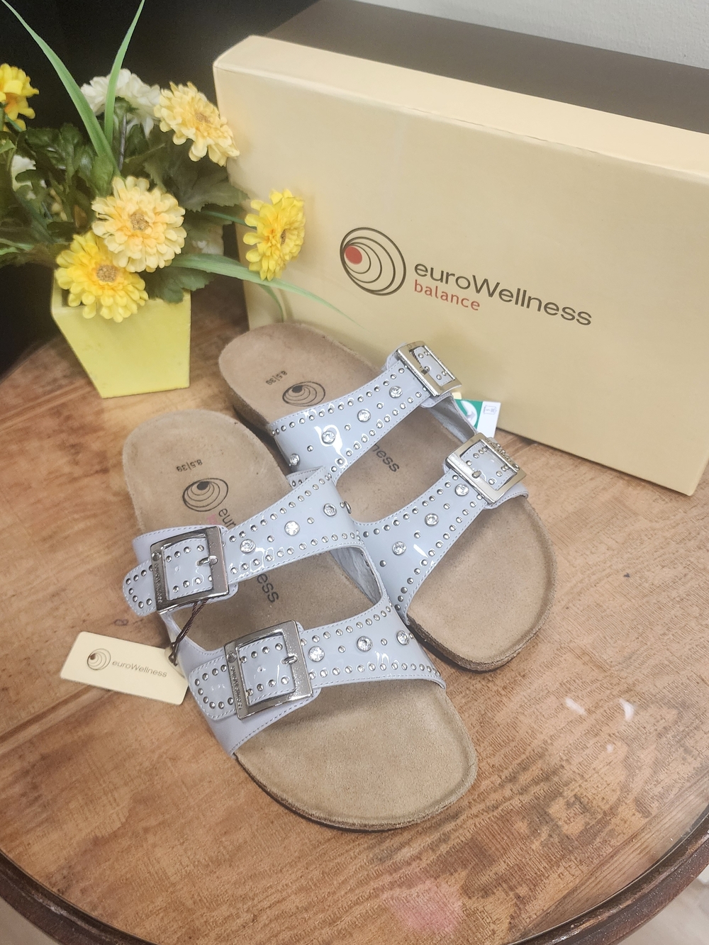 Melissa Silver Studded Double-Buckle Slide Sandals